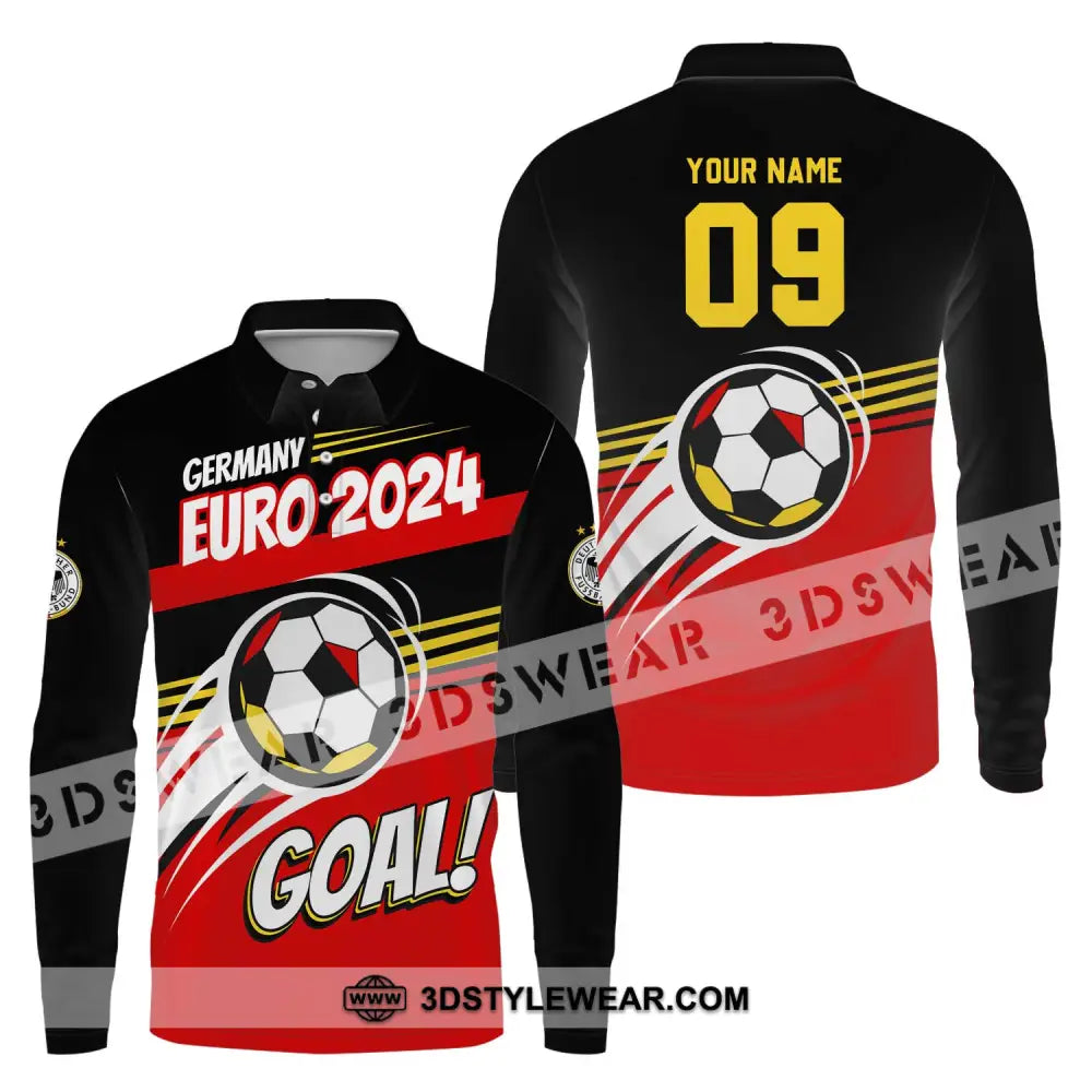 Unisex Shirt - Custom Name Germany National Team Euro 2024 Goal! Long Sleeve Polo / S T-Shirt