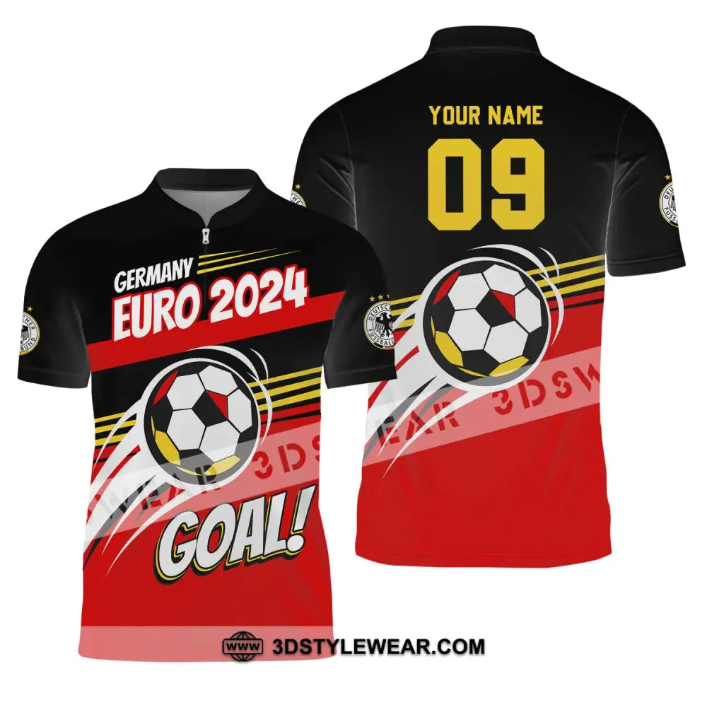 Unisex Shirt - Custom Name Germany National Team Euro 2024 Goal! Zipper Polo / S T-Shirt