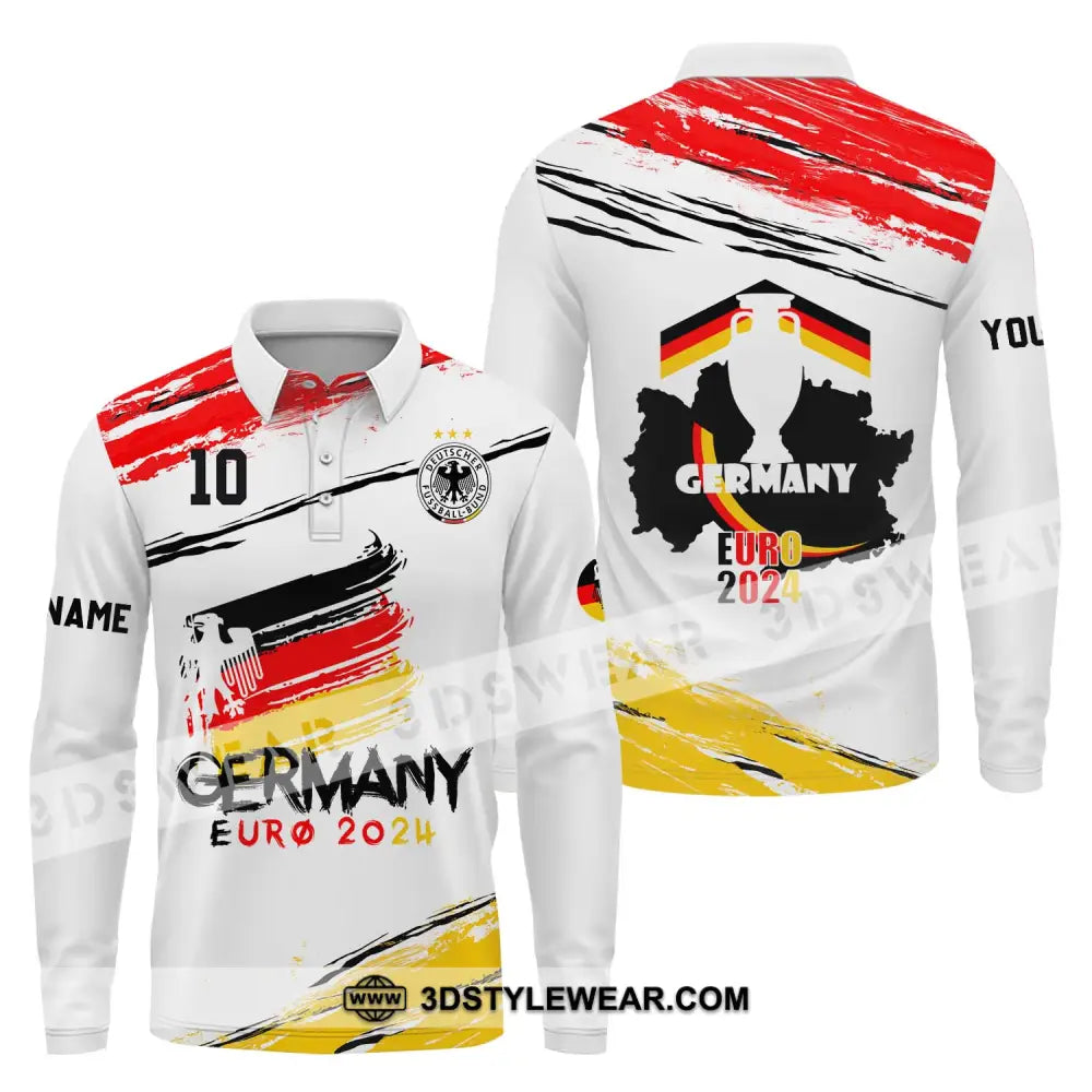 Unisex Shirt - Custom Name Germany National Team Euro 2024 Long Sleeve Polo / S T-Shirt