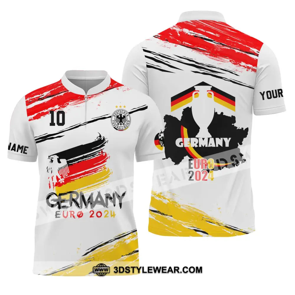 Unisex Shirt - Custom Name Germany National Team Euro 2024 Zipper Polo / S T-Shirt