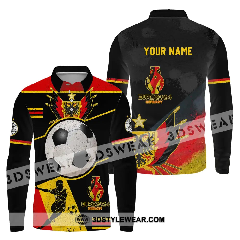 Unisex Shirt - Custom Name Germany Team Euro 2024 Long Sleeve Polo / S T-Shirt