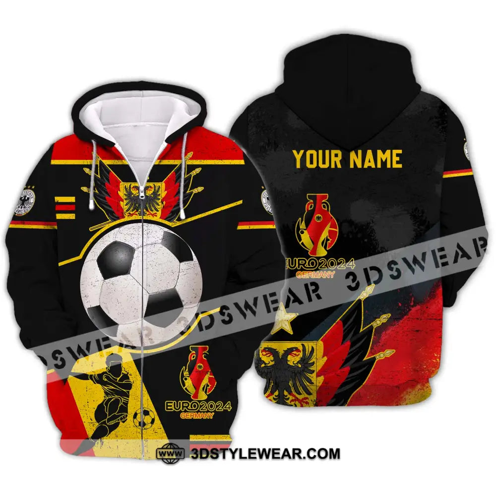 Unisex Shirt - Custom Name Germany Team Euro 2024 Zipper Hoodie / S T-Shirt