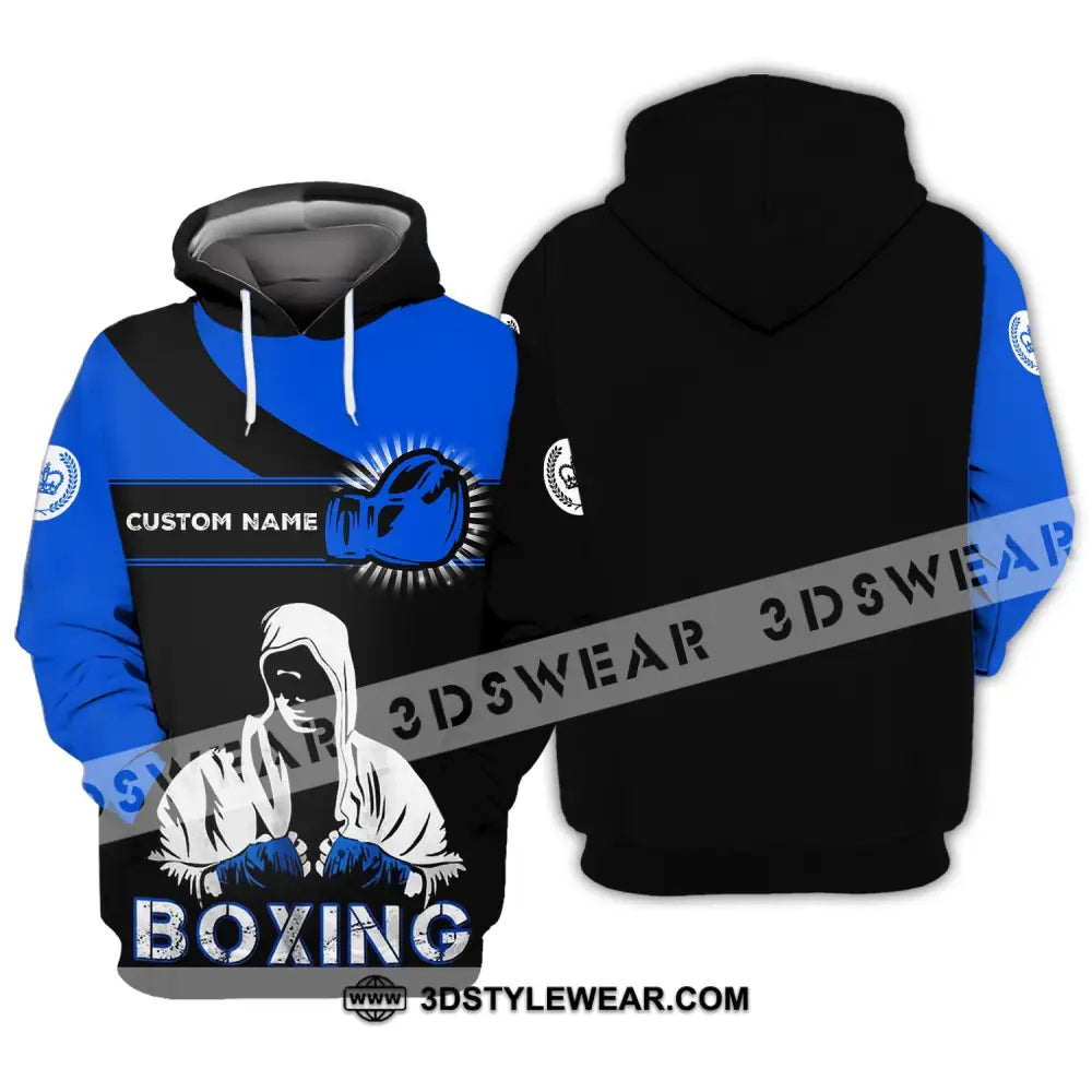 Unisex Shirt - Custom Name Gift For Boxing Lover Royal Blue And Black Hoodie / S T-Shirt