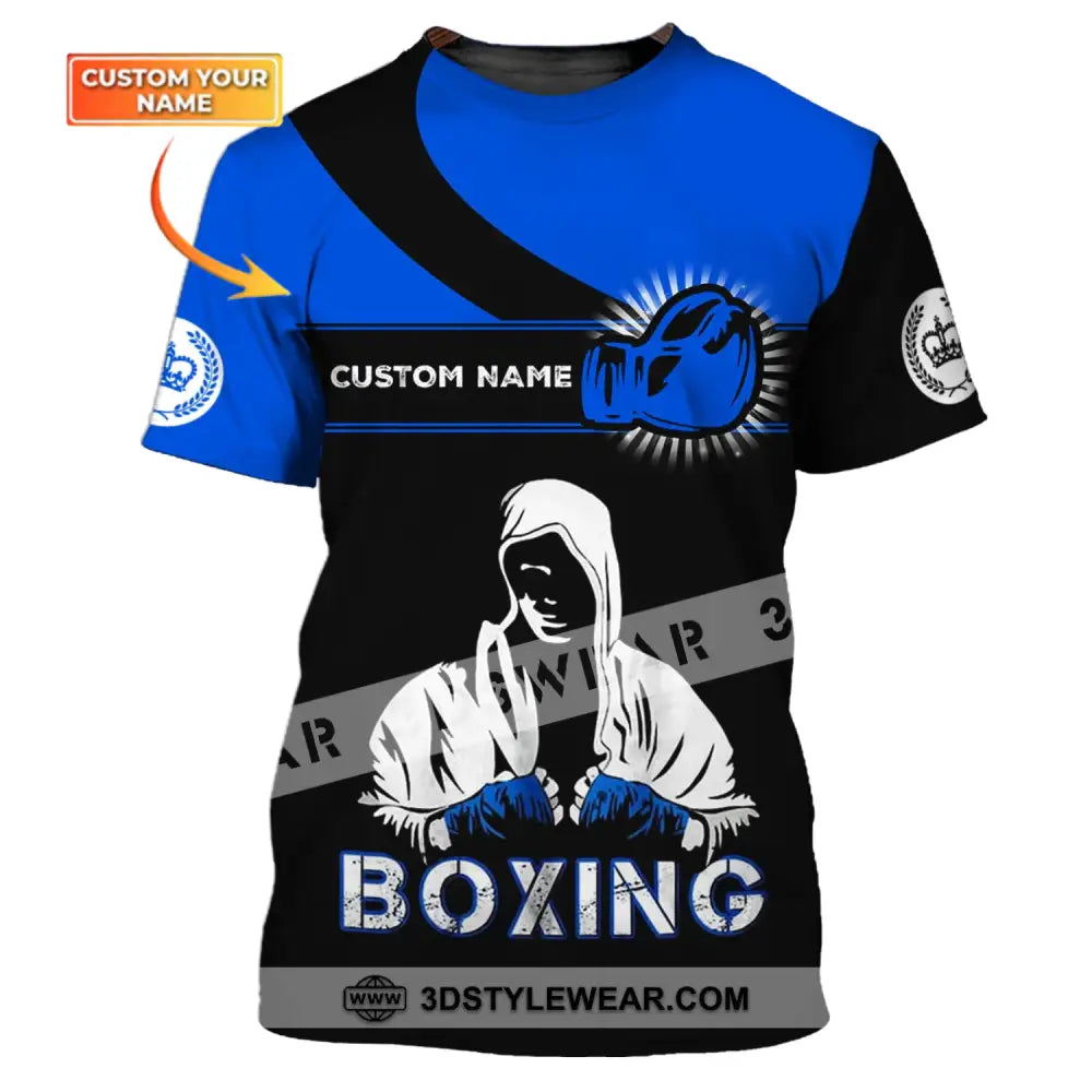 Unisex Shirt - Custom Name Gift For Boxing Lover Royal Blue And Black T-Shirt