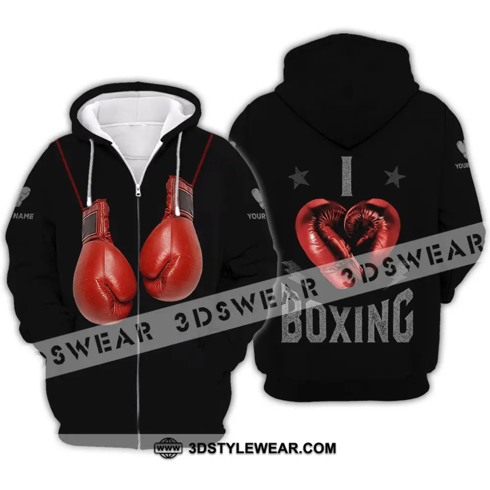 Unisex Shirt - Custom Name Gift For Boxing Lover Zipper Hoodie / S T-Shirt