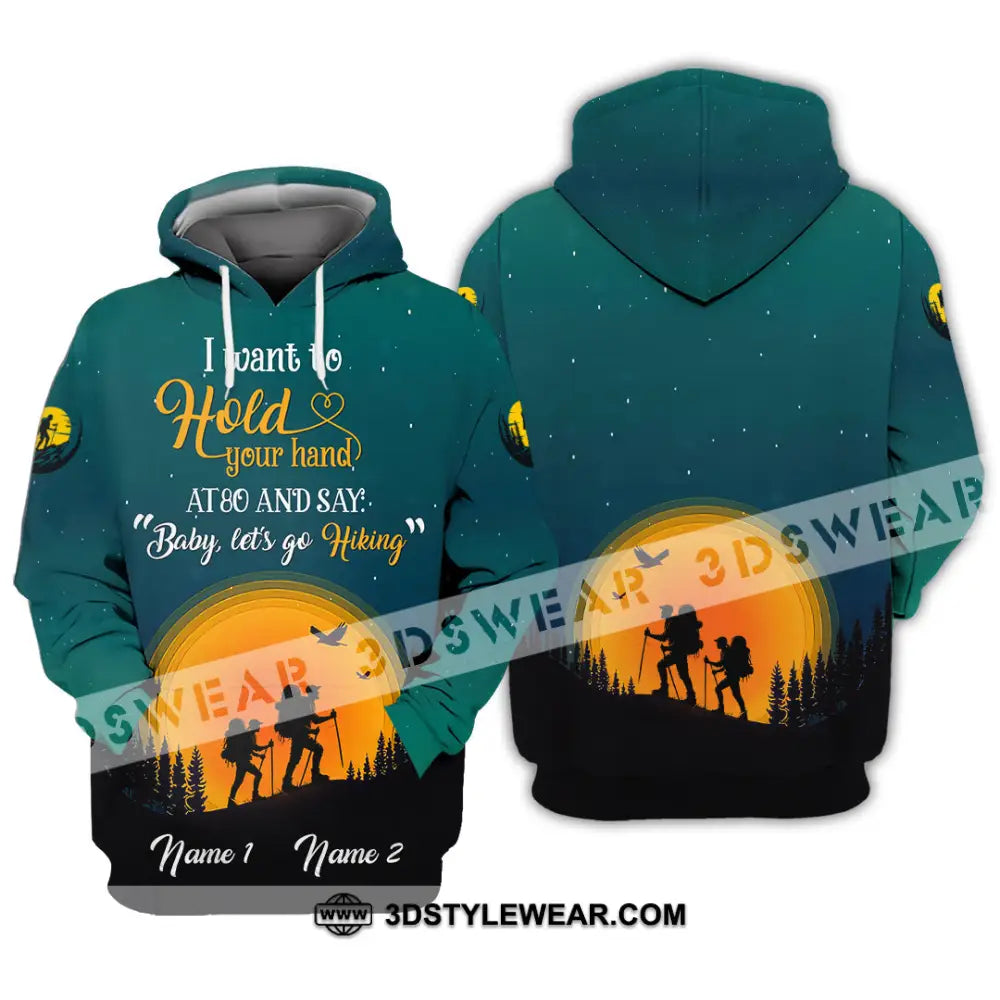 Unisex Shirt Custom Name Hiking Couple Apparel Polo Hoodie Long Sleeve / S T-Shirt