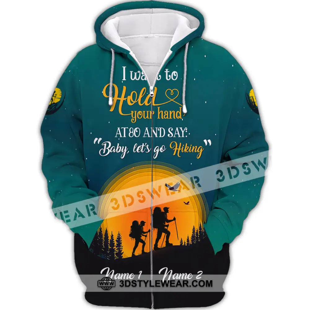 Unisex Shirt Custom Name Hiking Couple Apparel Polo Hoodie Long Sleeve Zipper / S T-Shirt