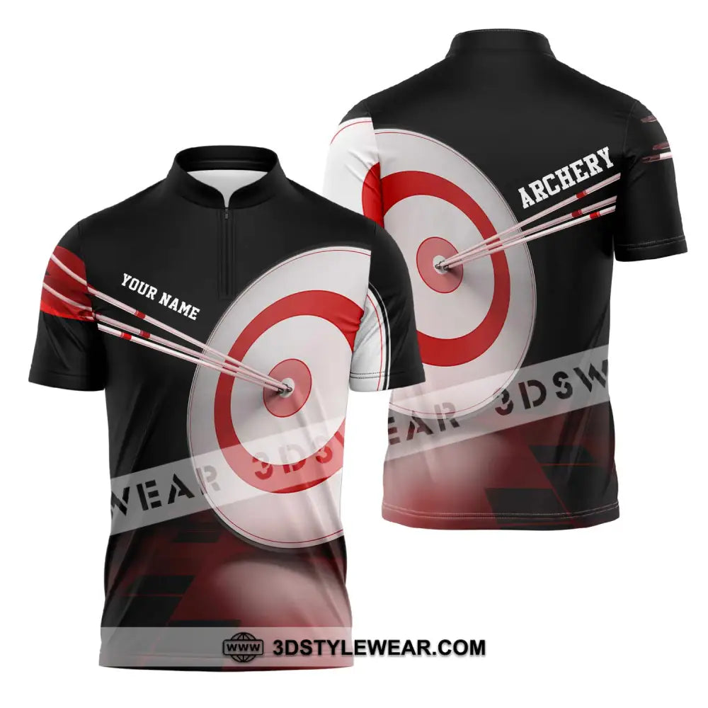 Unisex Shirt - Custom Name Hit The Archery Darts Zipper Polo / S T-Shirt