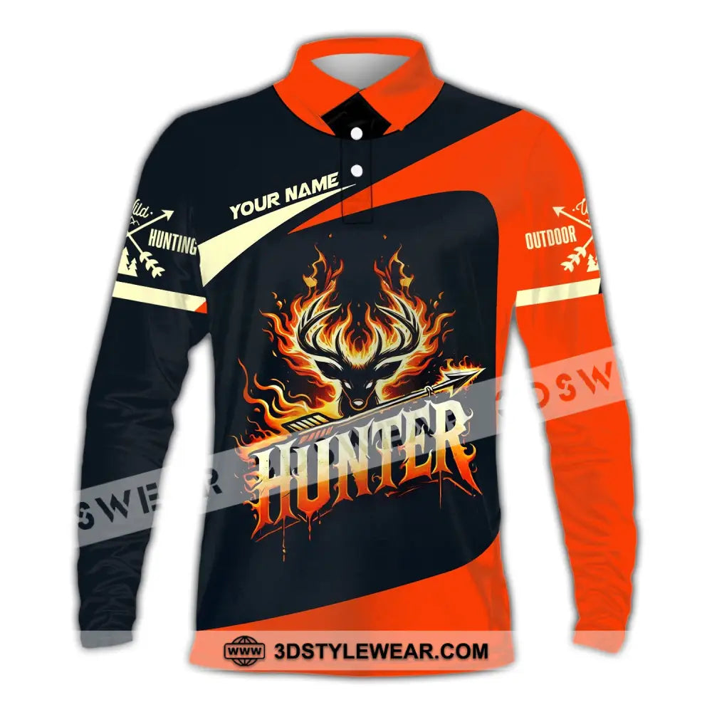 Unisex Shirt Custom Name Hunter Polo Long Sleeve / S T-Shirt