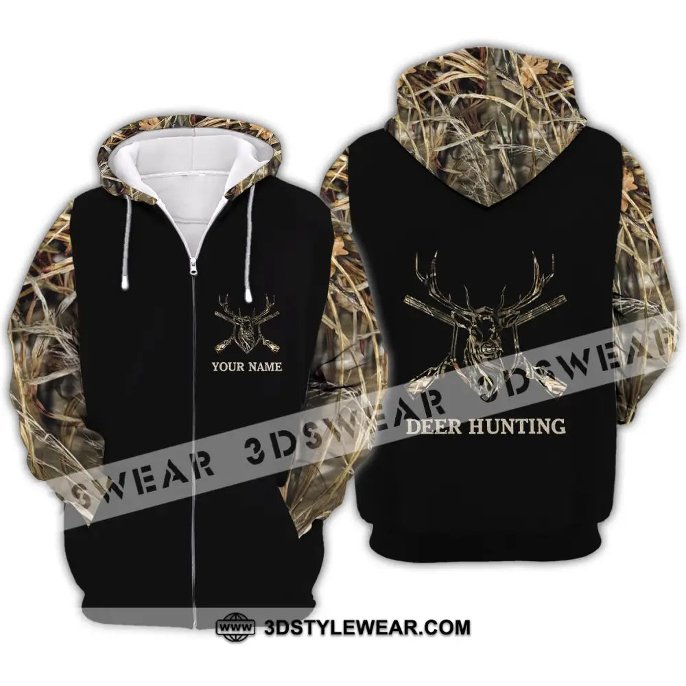 Unisex Shirt - Custom Name Hunting Deer Full Printing Zipper Hoodie / S T-Shirt