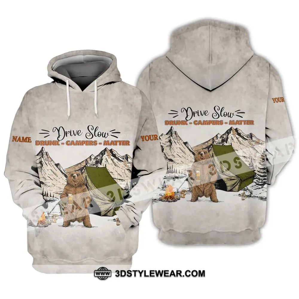 Unisex Shirt - Custom Name Hunting Drive Slow Drunk Campers Matter Hoodie / S T-Shirt