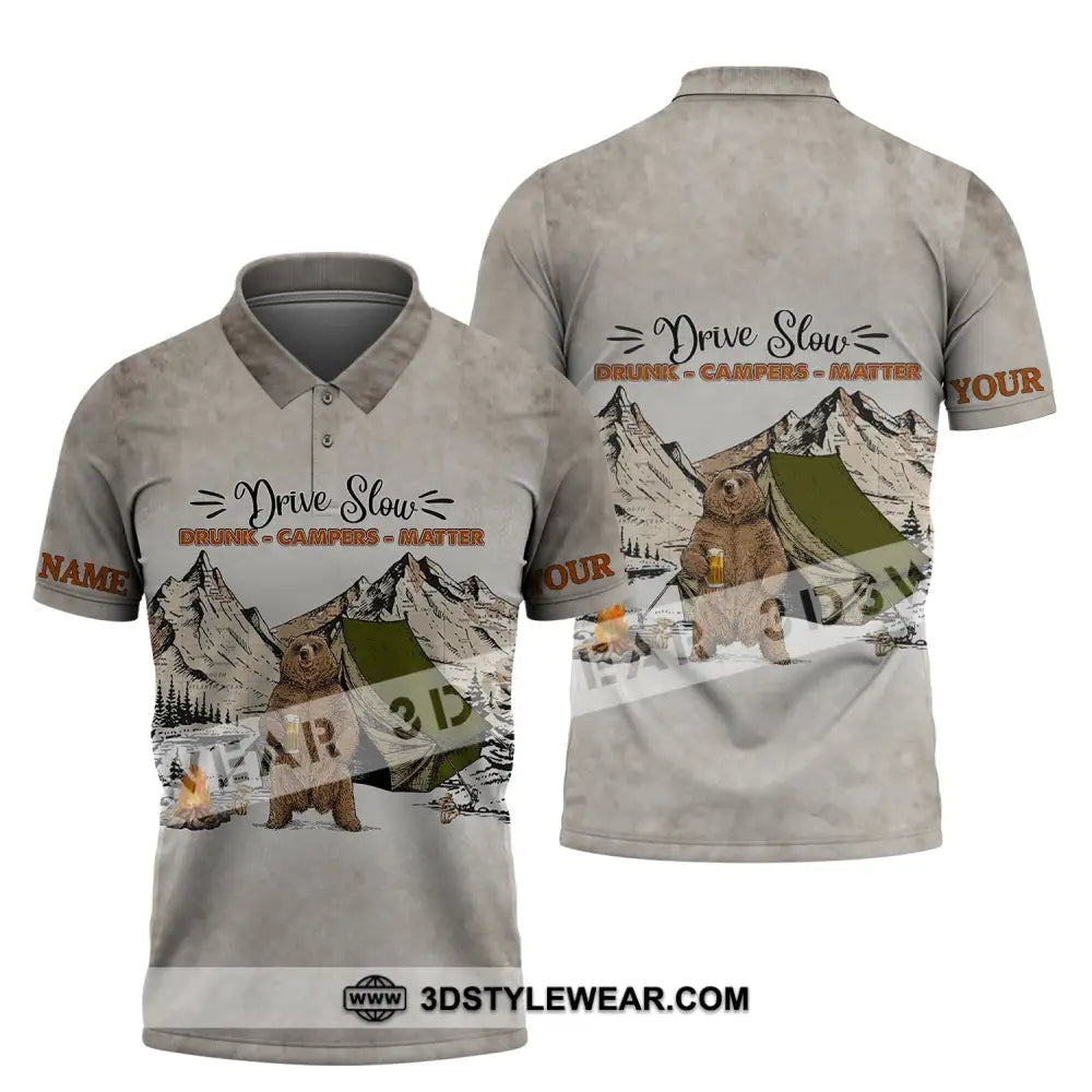Unisex Shirt - Custom Name Hunting Drive Slow Drunk Campers Matter Polo / S T-Shirt