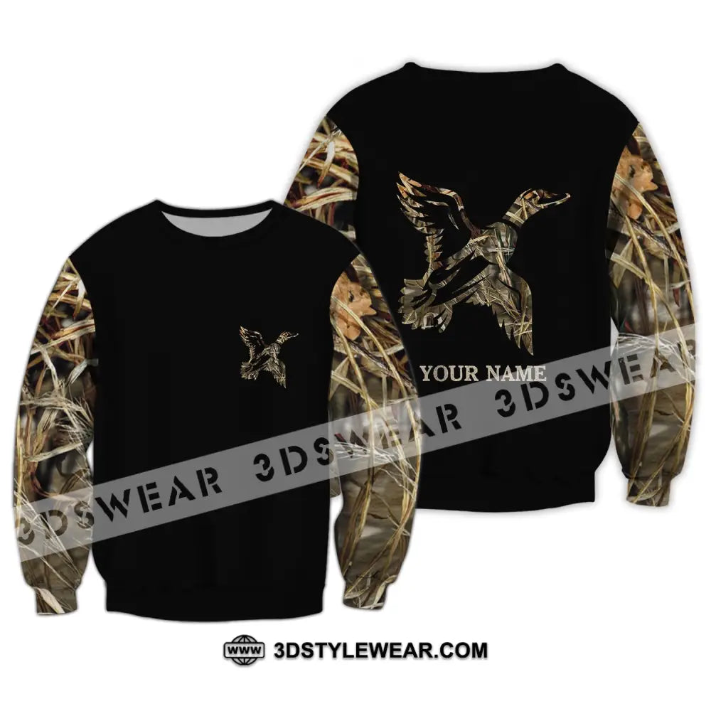 Unisex Shirt - Custom Name Hunting Duck Full Printing Long Sleeve / S T-Shirt