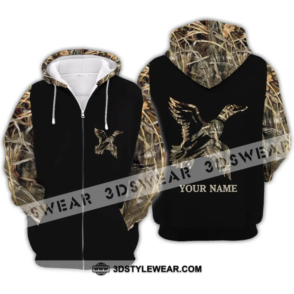 Unisex Shirt - Custom Name Hunting Duck Full Printing Zipper Hoodie / S T-Shirt