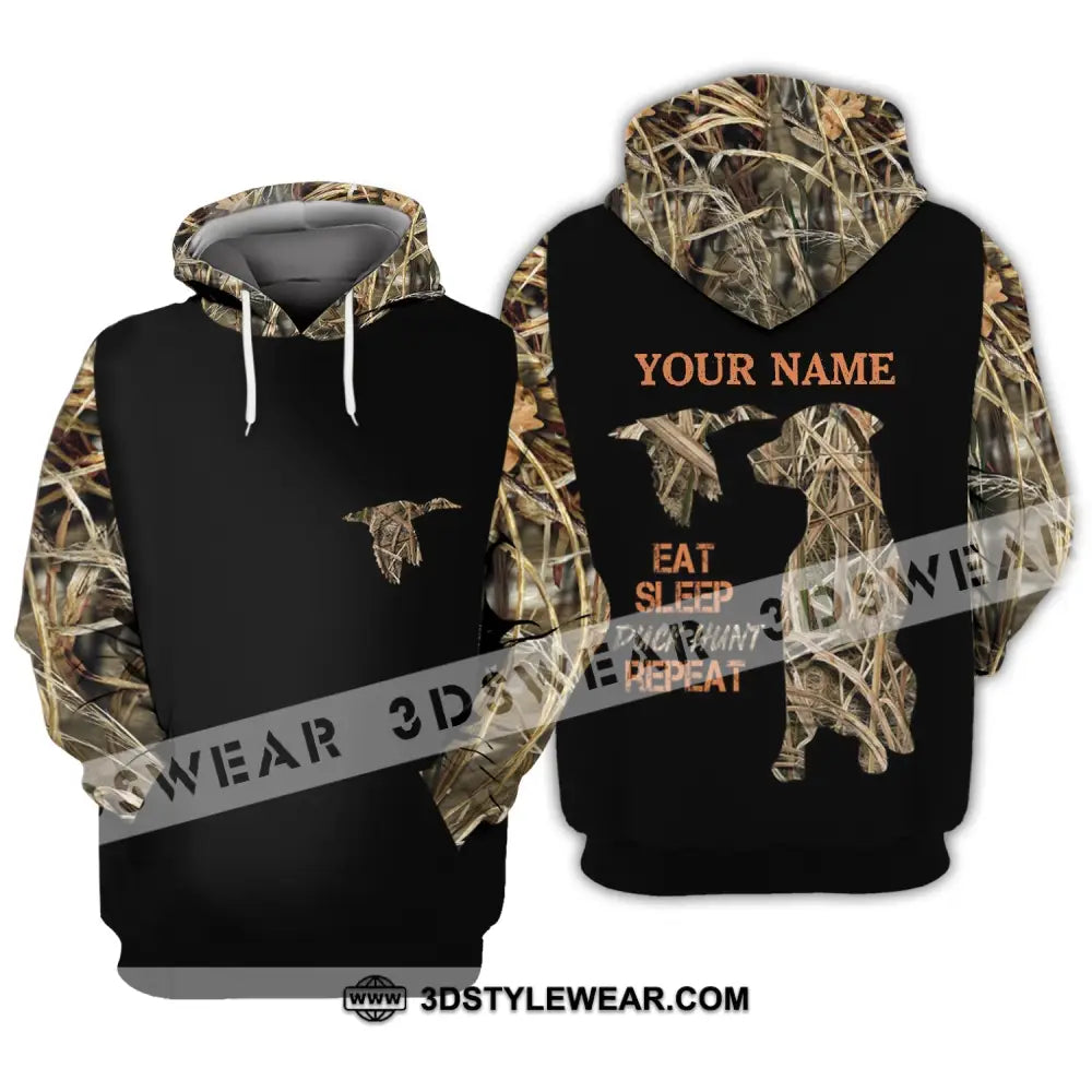 Unisex Shirt - Custom Name Hunting Duck Waterfowl Camo Bird Dog Hunter Hoodie / S T-Shirt