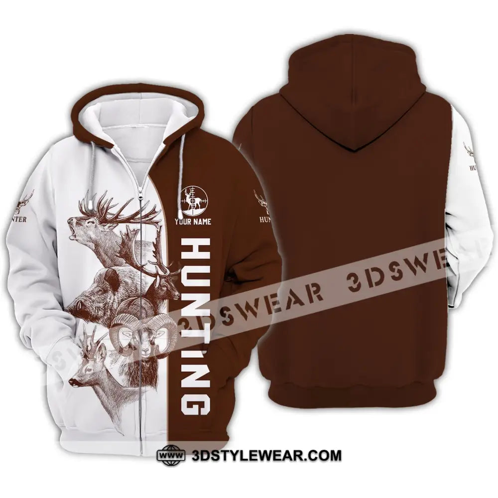 Unisex Shirt - Custom Name Hunting Zipper Hoodie / S T-Shirt