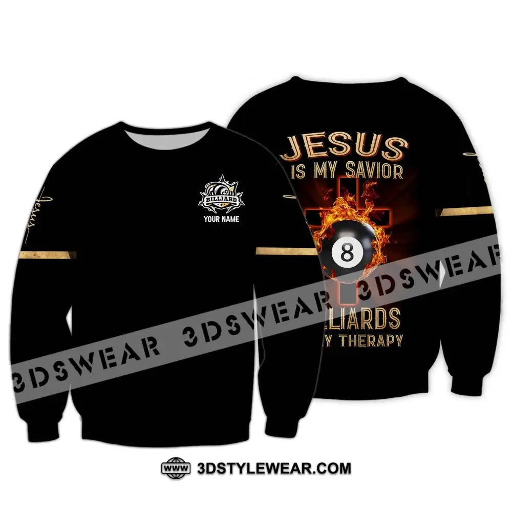 Unisex Shirt - Custom Name Jesus Billiards Long Sleeve / S T-Shirt