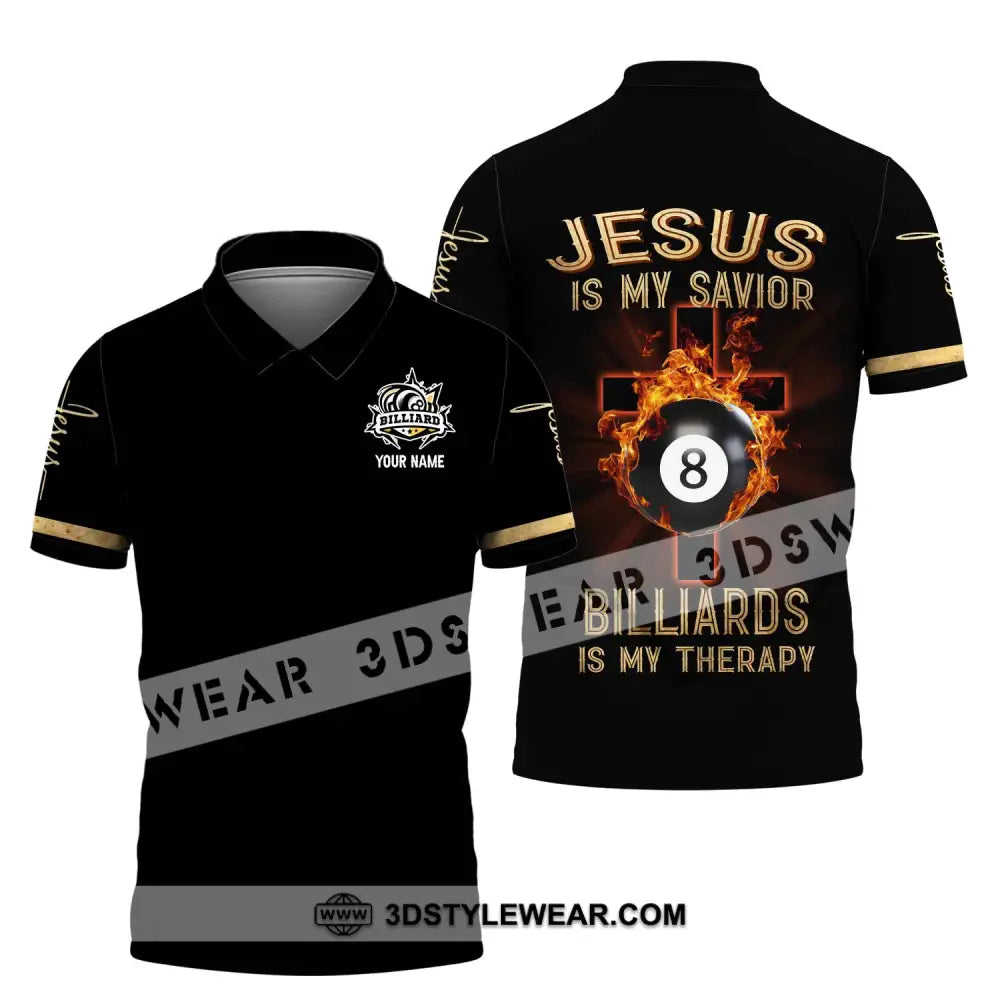 Unisex Shirt - Custom Name Jesus Billiards Polo / S T-Shirt