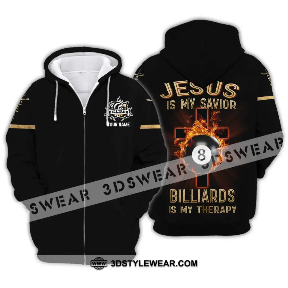 Unisex Shirt - Custom Name Jesus Billiards Zipper Hoodie / S T-Shirt