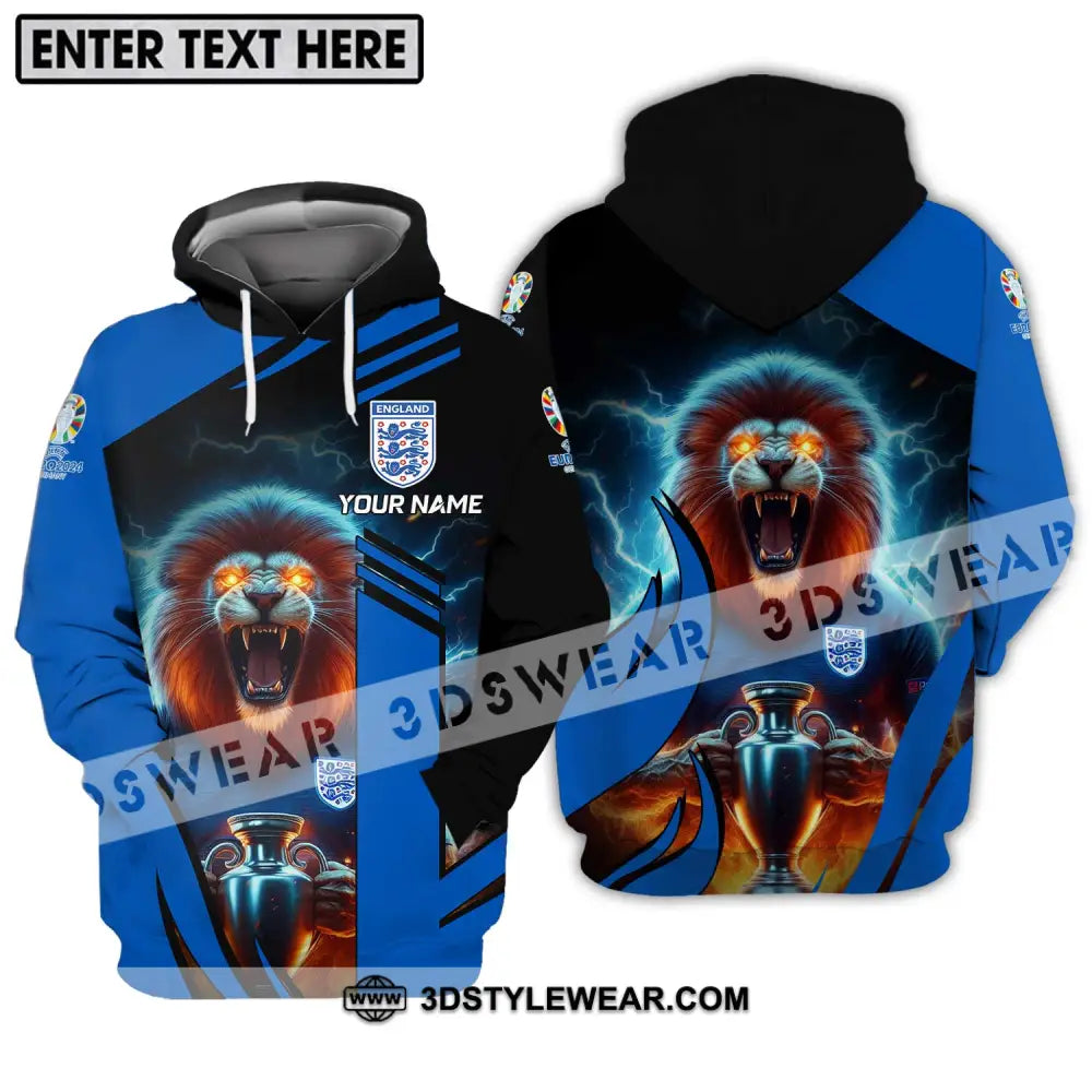 Unisex Shirt - Custom Name Lion And Cup England Euro 2024 Team Hoodie / S T-Shirt