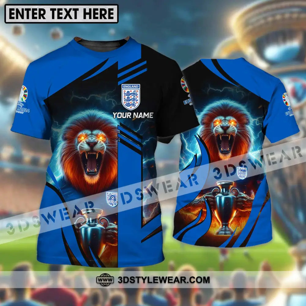 Unisex Shirt - Custom Name Lion And Cup England Euro 2024 Team T-Shirt