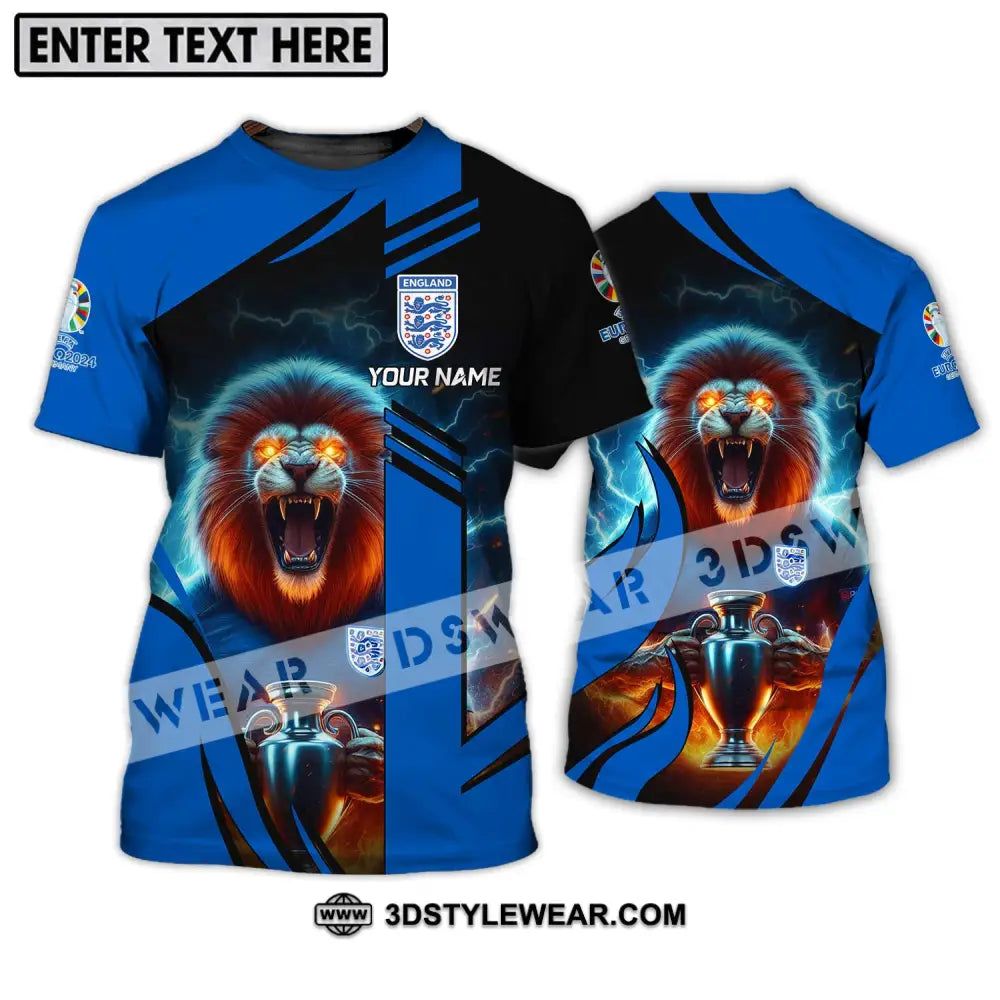 Unisex Shirt - Custom Name Lion And Cup England Euro 2024 Team T-Shirt / S T-Shirt