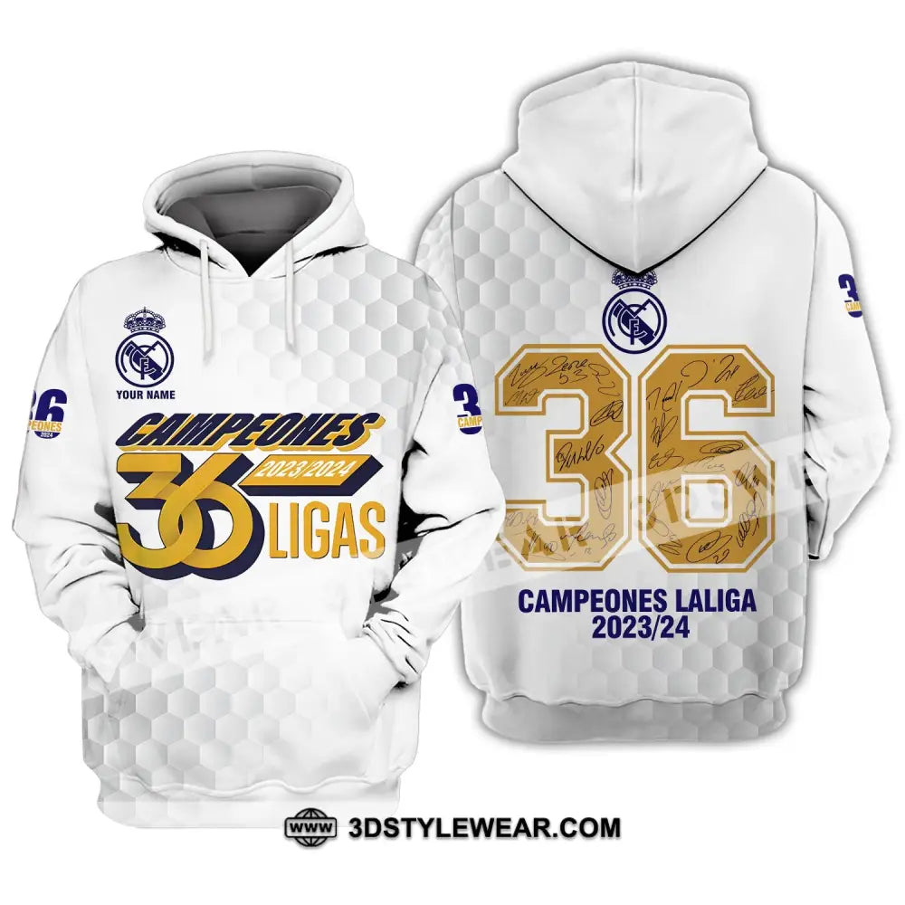 Unisex Shirt - Custom Name Los Blancos 36 Champeones Laliga Hoodie / S T-Shirt