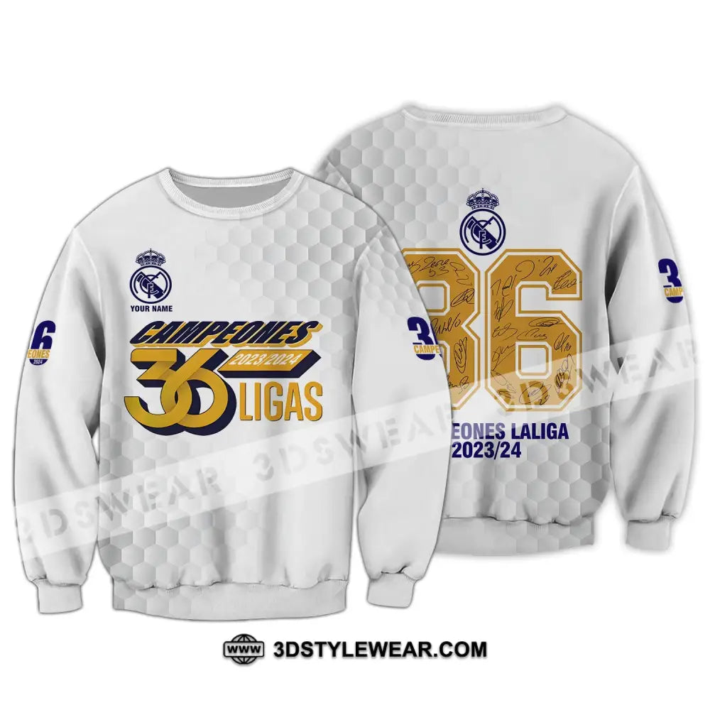 Unisex Shirt - Custom Name Los Blancos 36 Champeones Laliga Long Sleeve / S T-Shirt