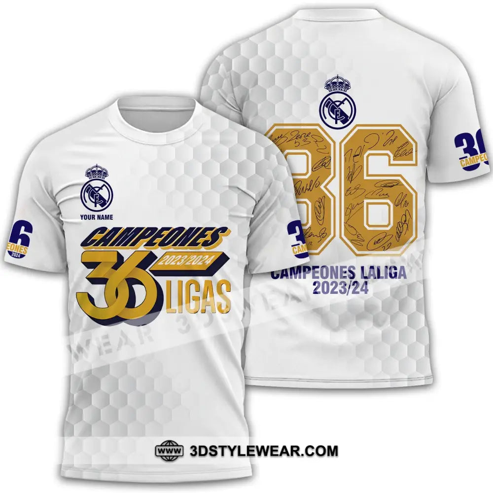 Unisex Shirt - Custom Name Los Blancos 36 Champeones Laliga T-Shirt / S T-Shirt