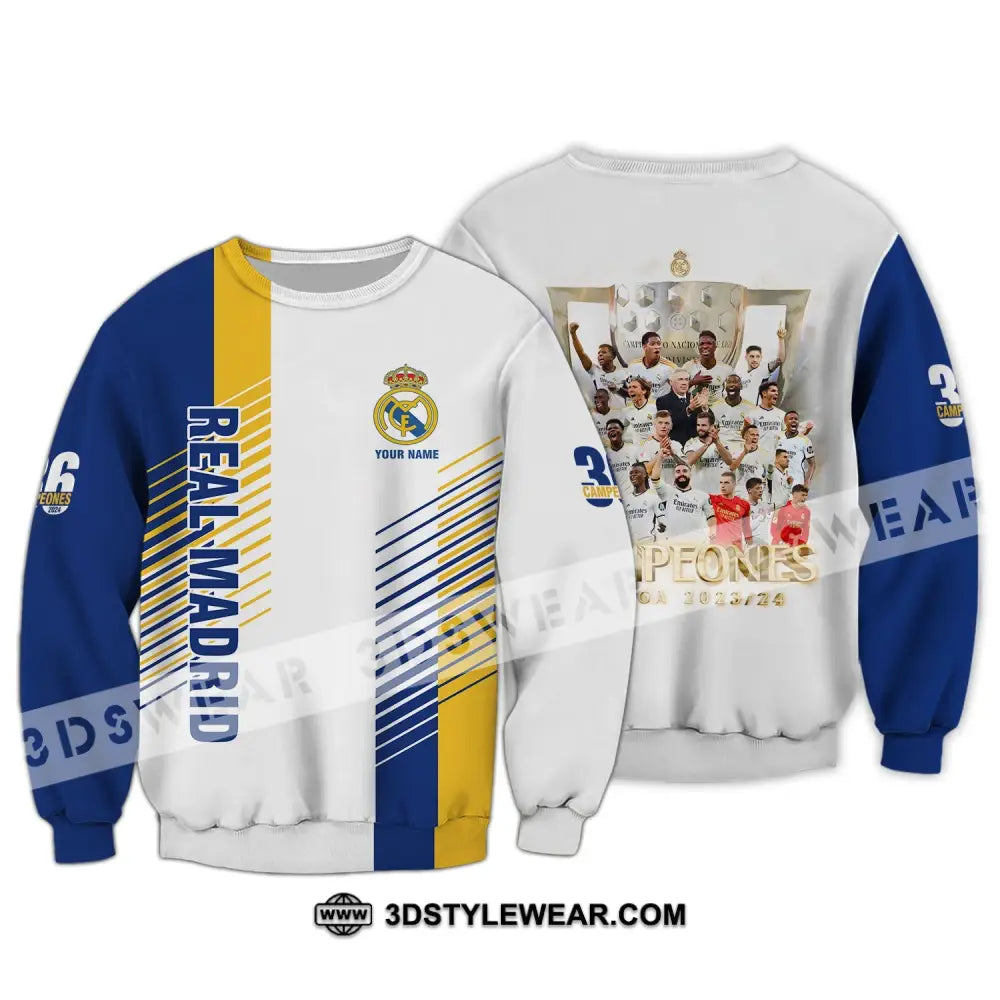 Unisex Shirt - Custom Name Los Blancos Champeones Laliga Long Sleeve / S T-Shirt