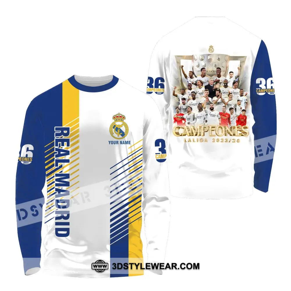 Unisex Shirt - Custom Name Los Blancos Champeones Laliga Long Sleeve / S T-Shirt