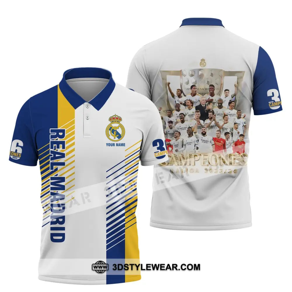 Unisex Shirt - Custom Name Los Blancos Champeones Laliga Polo / S T-Shirt