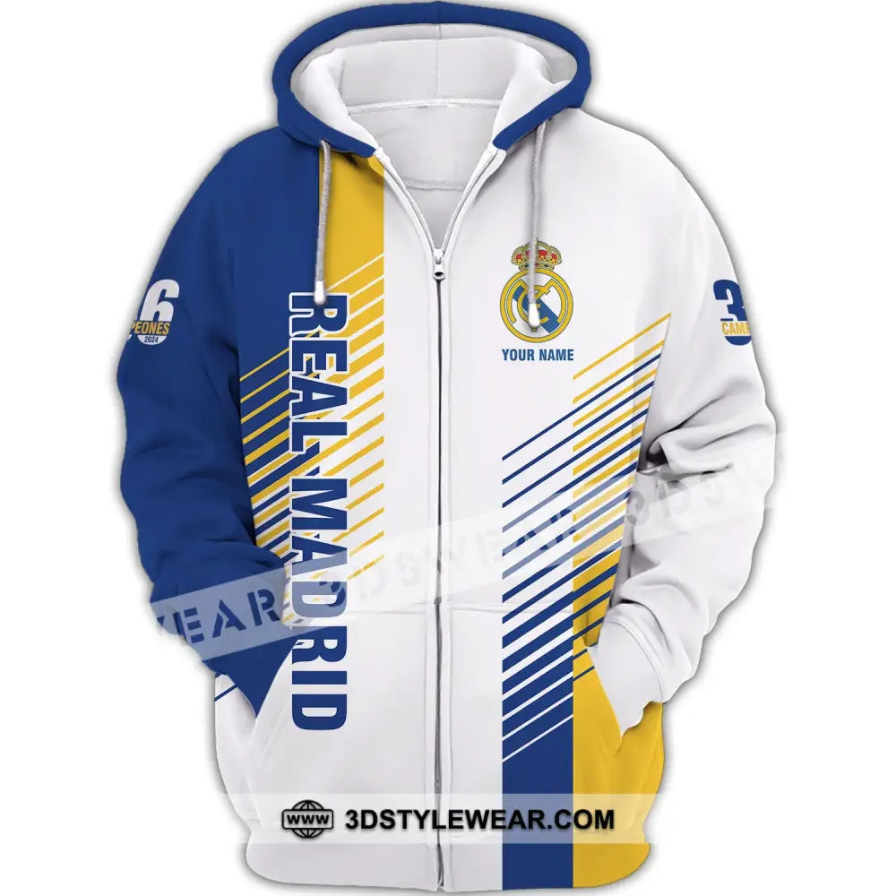 Unisex Shirt - Custom Name Los Blancos Champeones Laliga Zipper Hoodie / S T-Shirt