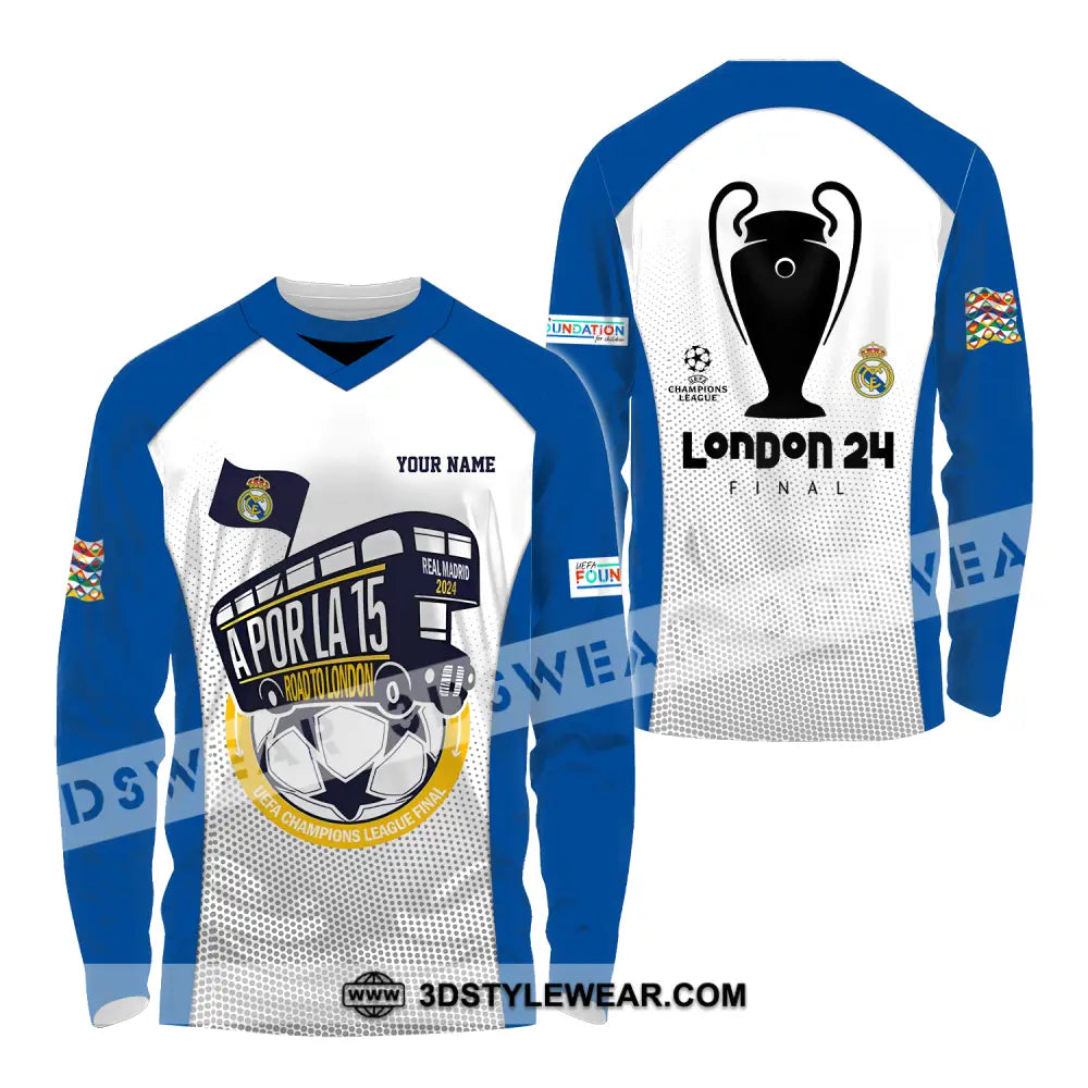 Unisex Shirt - Custom Name Los Blancos Road To London 2024 Final Champions League Long Sleeve / S