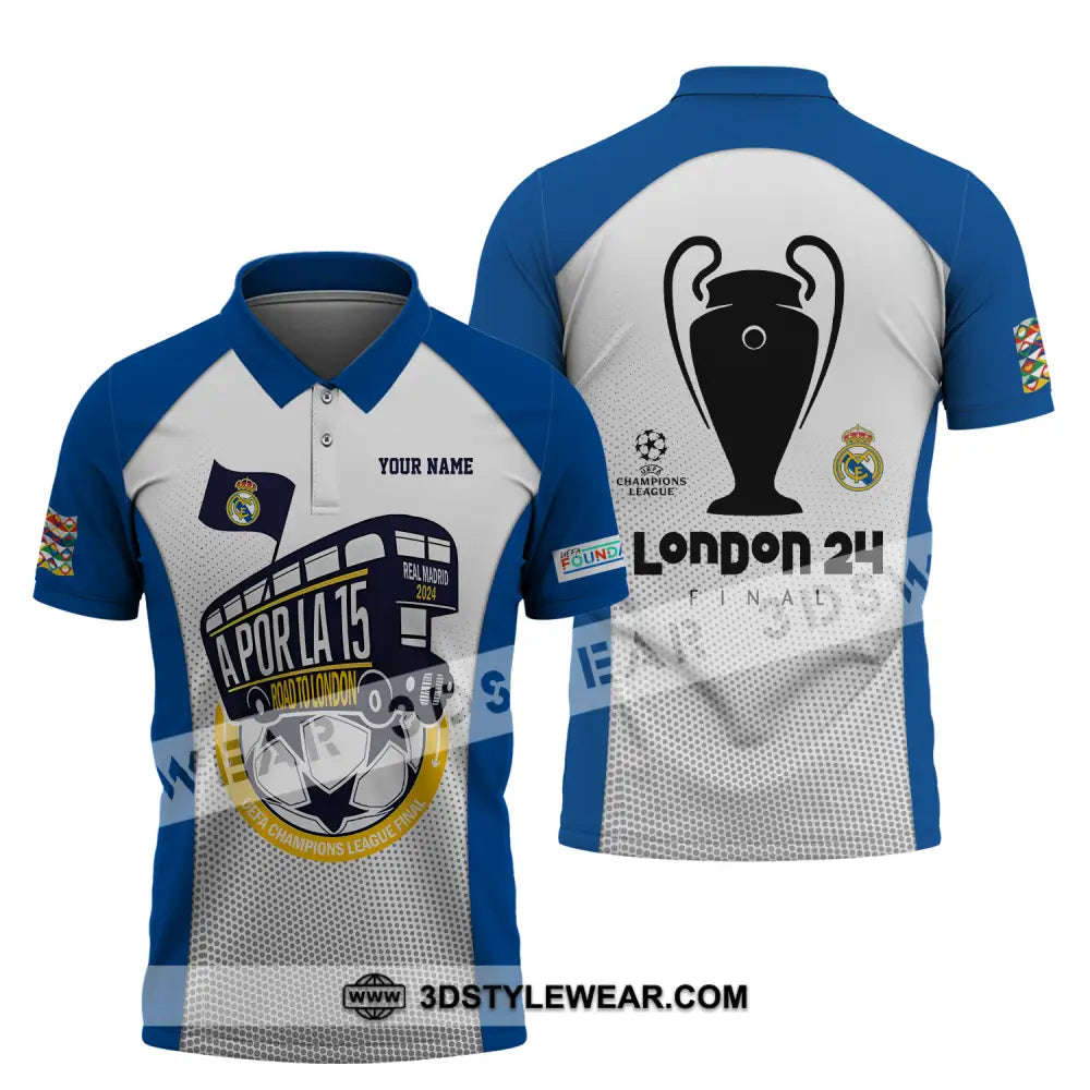 Unisex Shirt - Custom Name Los Blancos Road To London 2024 Final Champions League Polo / S T-Shirt