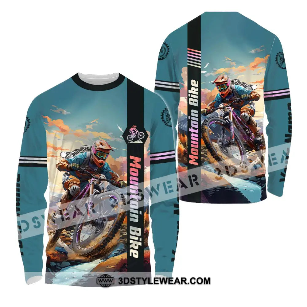 Unisex Shirt - Custom Name Mountain Bike Biker Long Sleeve / S T-Shirt