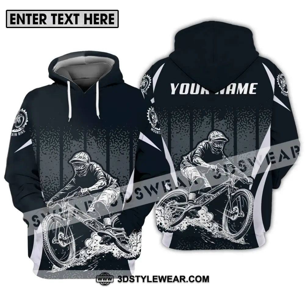 Unisex Shirt - Custom Name Mountain Bike Black Biker Hoodie / S T-Shirt