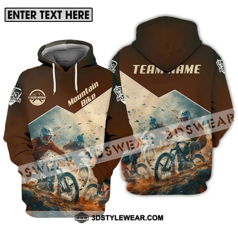 Unisex Shirt - Custom Name Mountain Bike Brown Biker Hoodie / S T-Shirt