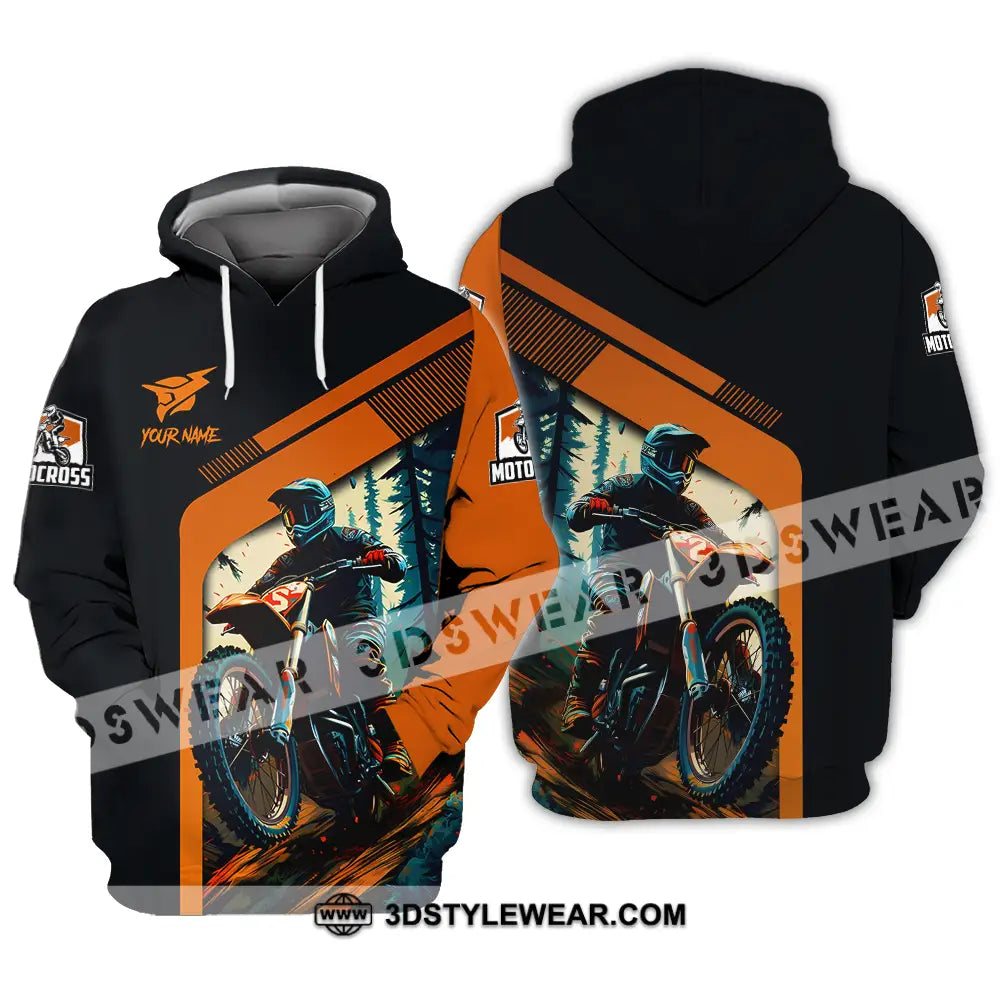 Unisex Shirt - Custom Name Mountain Bike For Player Black Orange Hoodie / S T-Shirt