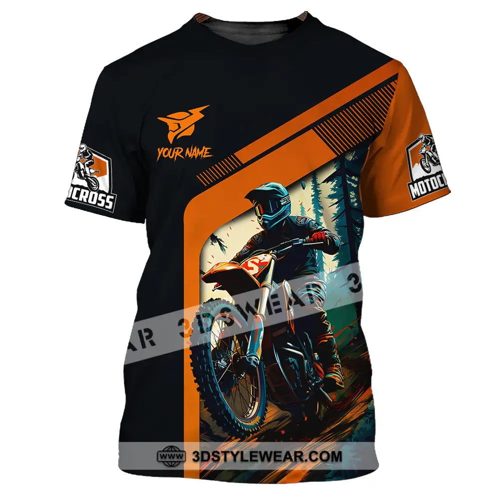 Unisex Shirt - Custom Name Mountain Bike For Player Black Orange T-Shirt / S T-Shirt