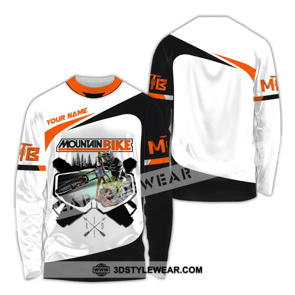 Unisex Shirt - Custom Name Mountain Bike For Player Cool Icon Long Sleeve / S T-Shirt