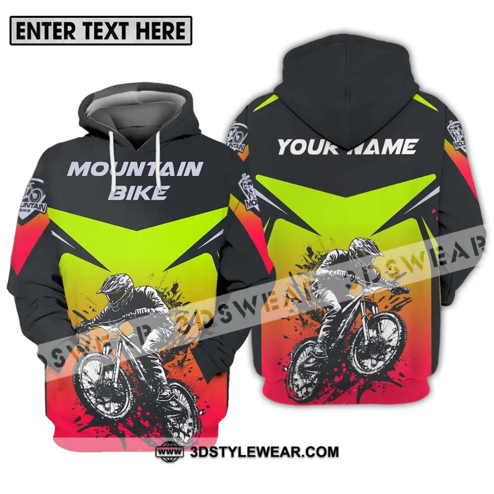 Unisex Shirt - Custom Name Mountain Bike For Player Three Color Hoodie / S T-Shirt