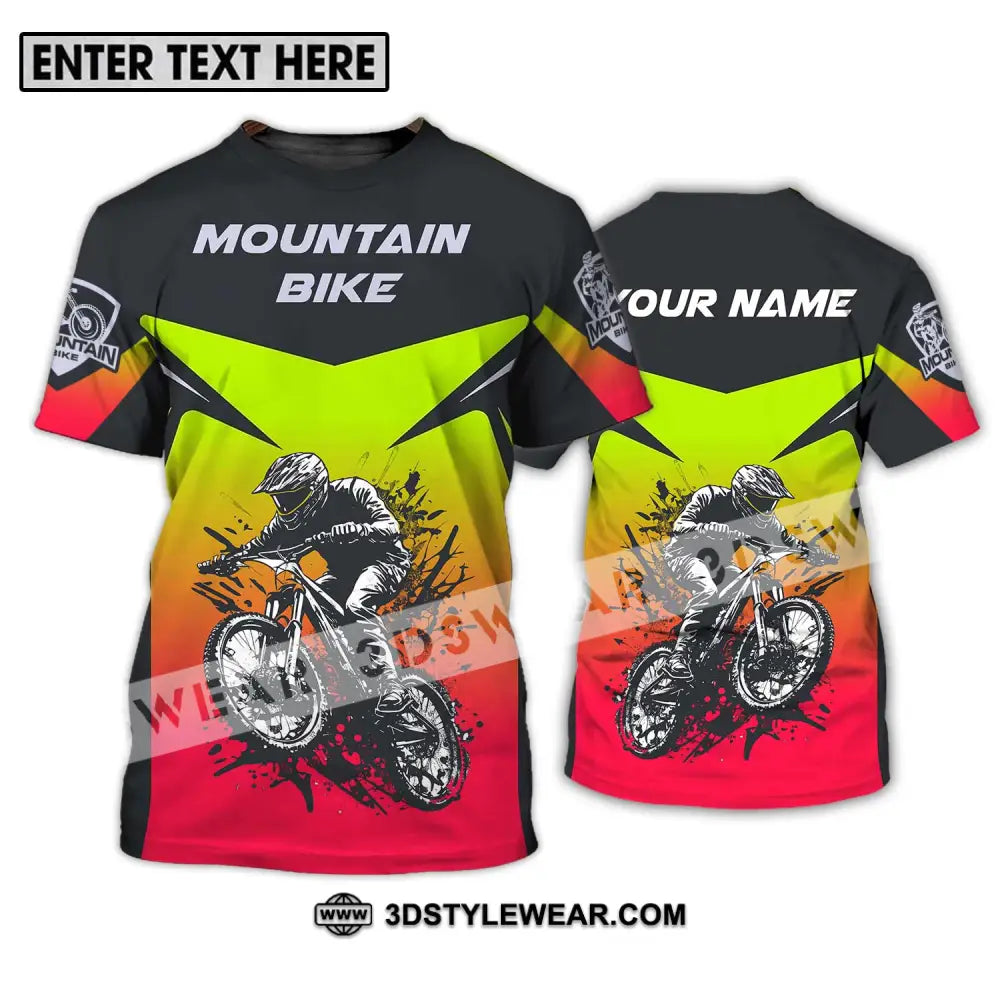 Unisex Shirt - Custom Name Mountain Bike For Player Three Color T-Shirt / S T-Shirt