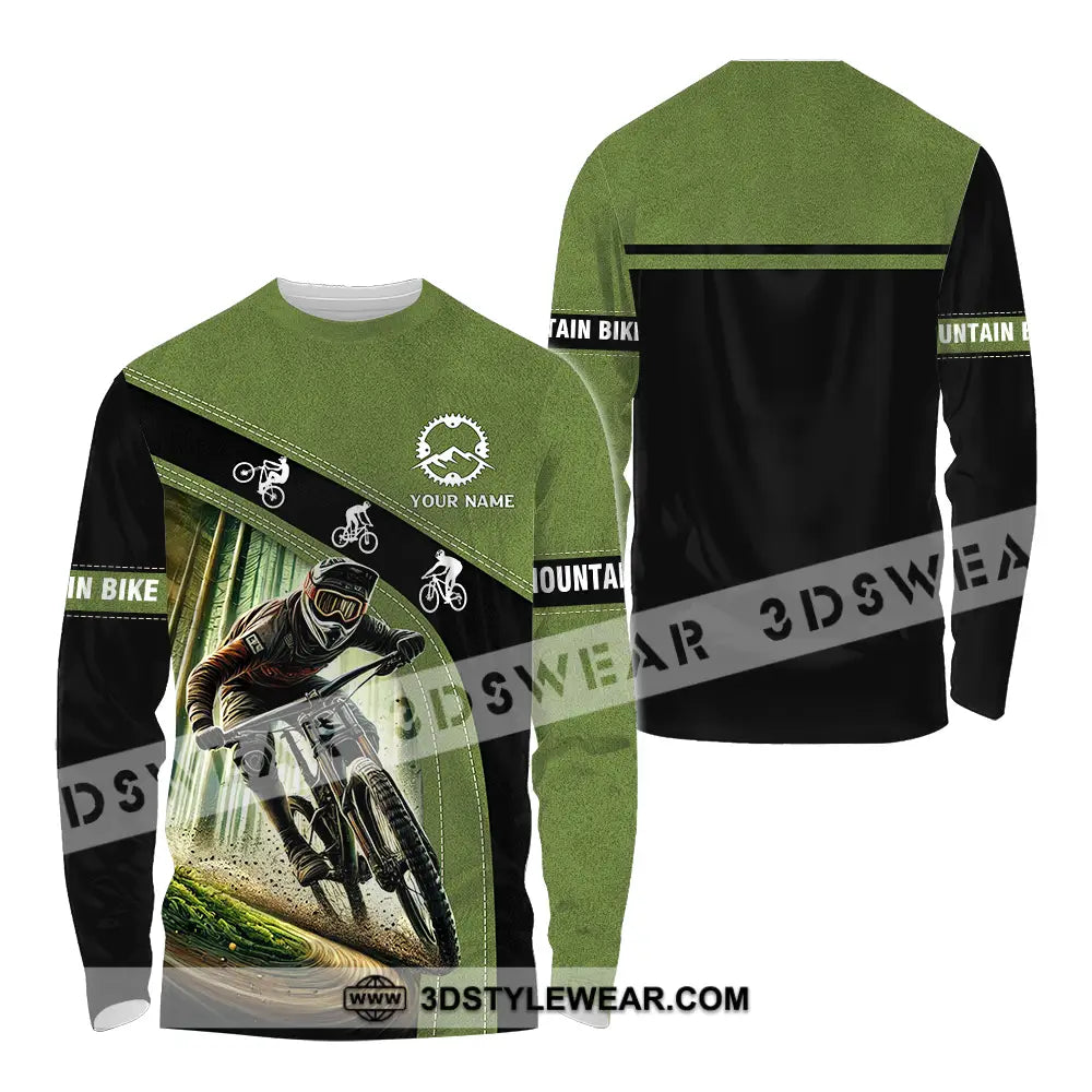 Unisex Shirt - Custom Name Mountain Bike Forest Player Long Sleeve / S T-Shirt