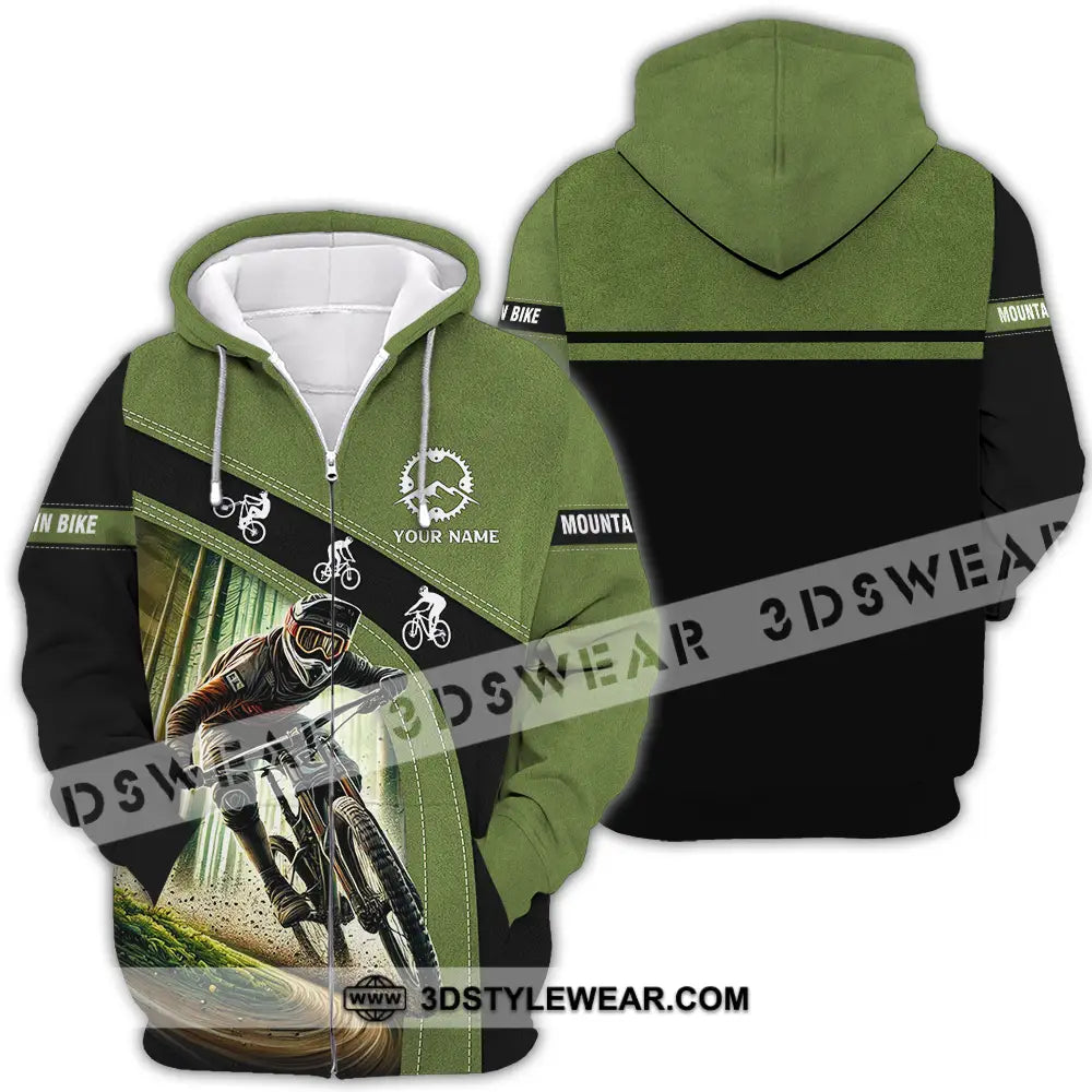 Unisex Shirt - Custom Name Mountain Bike Forest Player Zipper Hoodie / S T-Shirt