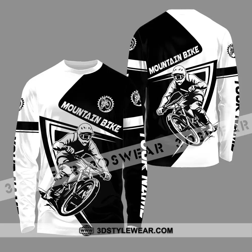 Unisex Shirt - Custom Name Mountain Bike Player Sport Motobike Long Sleeve / S T-Shirt