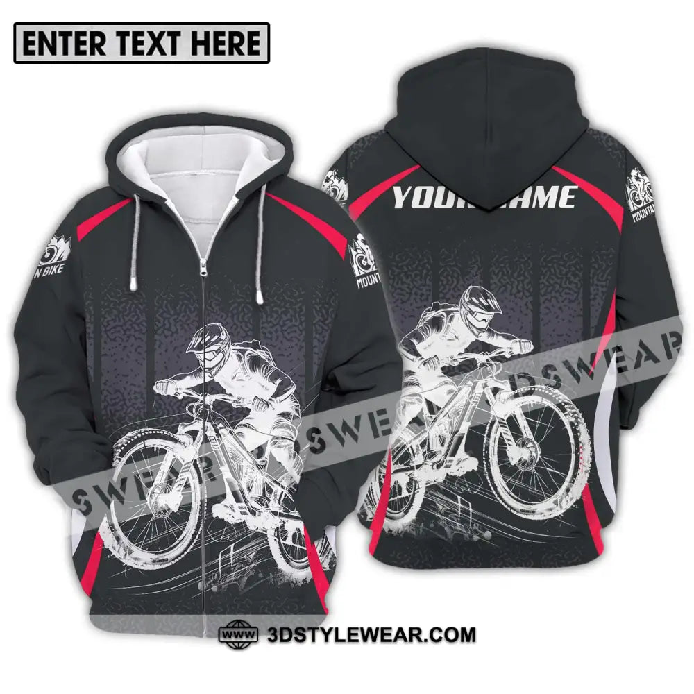 Unisex Shirt - Custom Name Mountain Bike Player Sport Zipper Hoodie / S T-Shirt