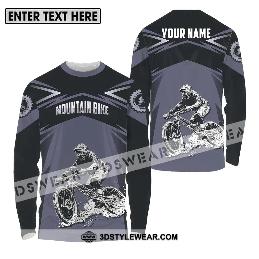 Unisex Shirt - Custom Name Mountain Bike Sport Classic Design Long Sleeve / S T-Shirt