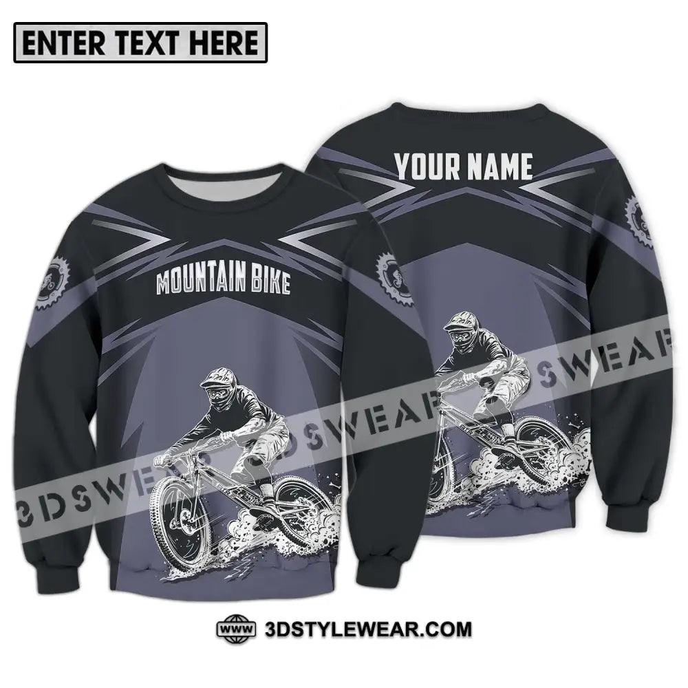 Unisex Shirt - Custom Name Mountain Bike Sport Classic Design Long Sleeve / S T-Shirt