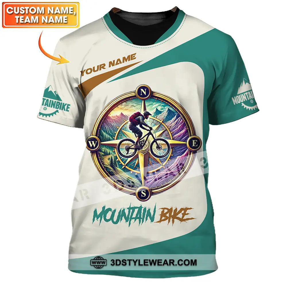 Unisex Shirt - Custom Name Mountain Bike Sport Compass Biker T-Shirt